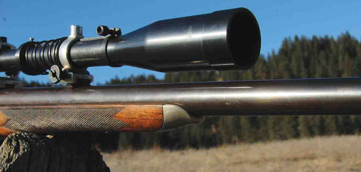 This steel end cap found on the forend of the Hepburn test rifle mark it as an antique, with plain V ebony forends coming much later in production.